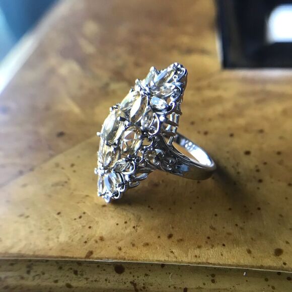 Natural Citrine Sterling Silver Cocktail Ring Size 5 - Picture 3 of 9